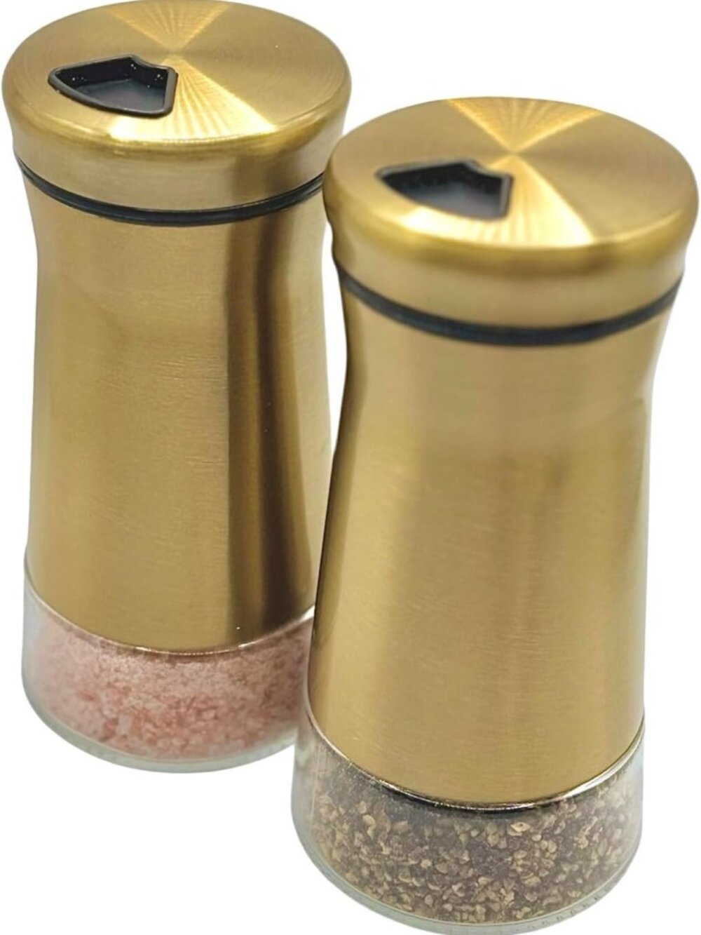 Chic Gold Salt & Pepper Shaker Set | Adjustable Pour Holes | Modern Stainless
